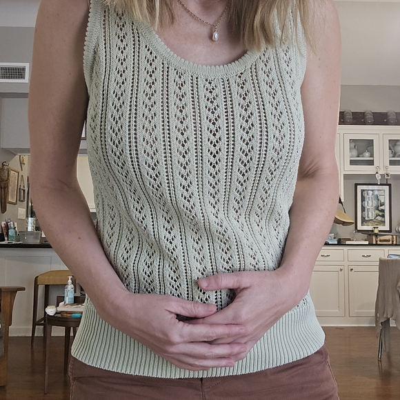 Mint Green Sleeveless Sweater Knit Top - Picture 1 of 8